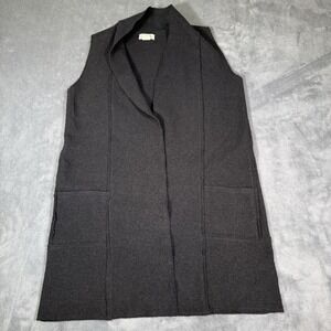 St. Tropez West Open Duster Vest Cardigan Extra Fine Merino Wool Women's Medium